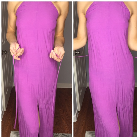 Purple Maxi Dress with Middle Slit - Picture 4 of 5